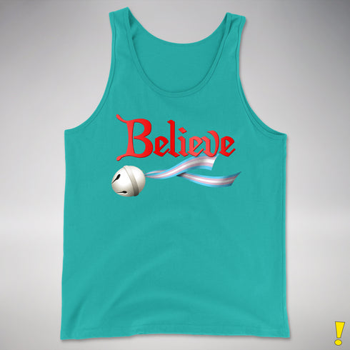 Believe Transgender Pride Jingle Bell Premium Tank Top - Teal